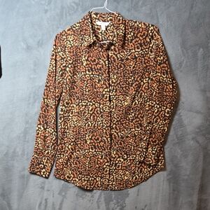 Nine West Leopard Print Button Down Shirt